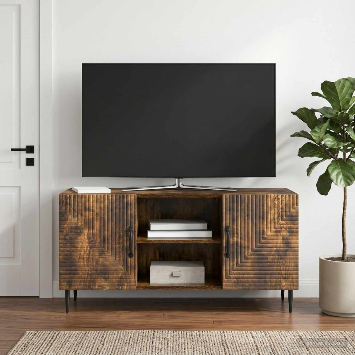 TV-skab Røget eg 102 x 34,5 x 50 cm Konstrueret træ
