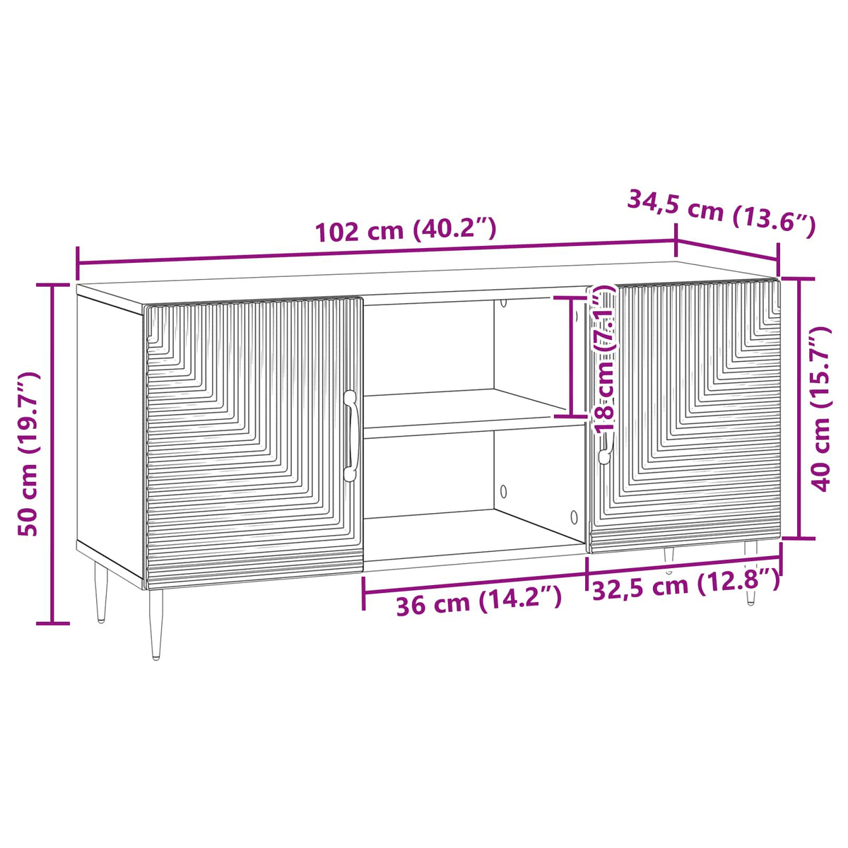 TV-skab Grå sonoma-eg 102 x 34,5 x 50 cm Konstrueret træ