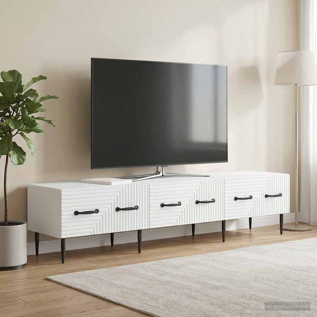 TV-skab med skuffe Hvid 147 x 34,5 x 30 cm Konstrueret træ