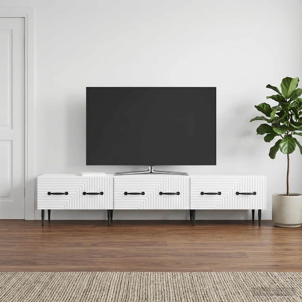 TV-skab med skuffe Hvid 147 x 34,5 x 30 cm Konstrueret træ