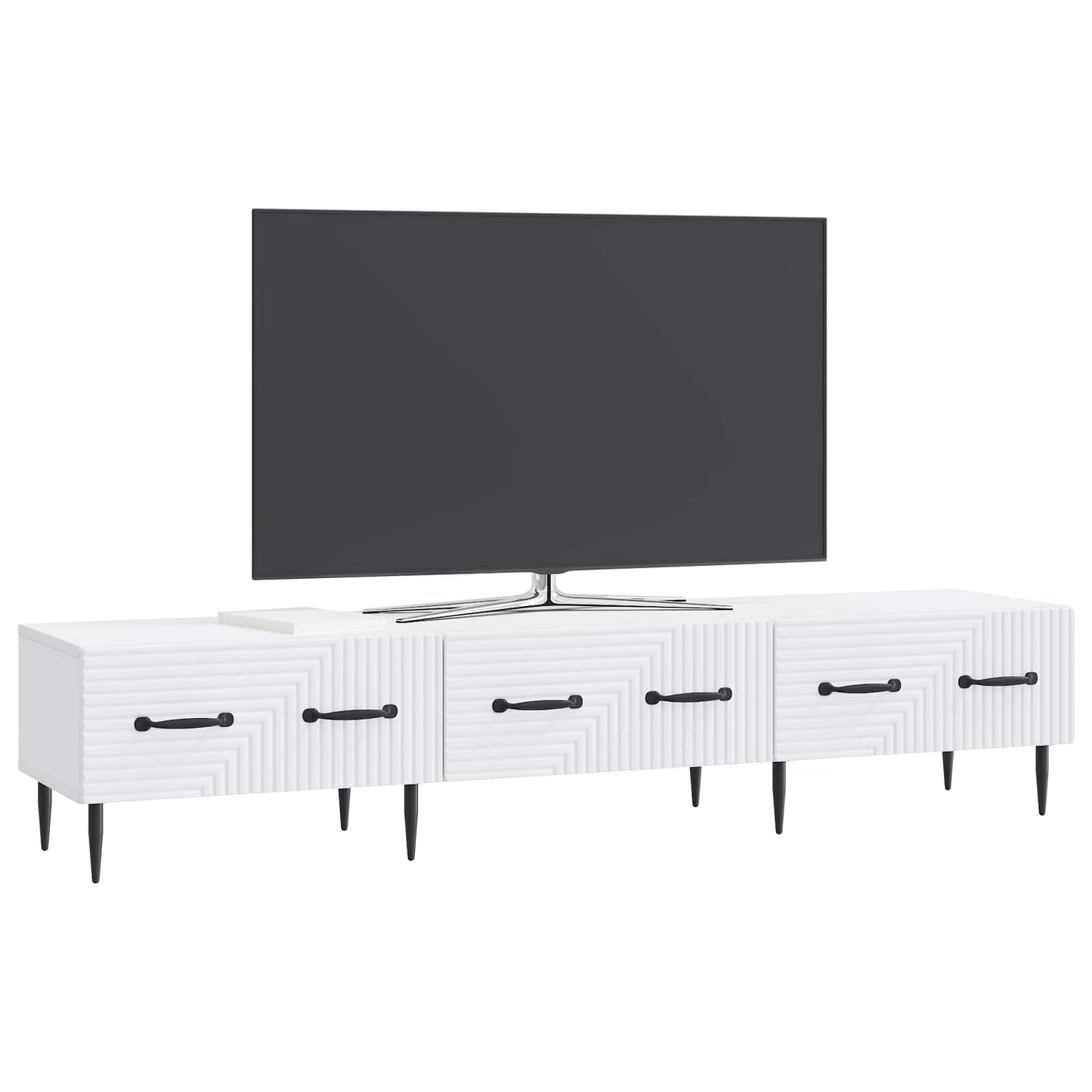 TV-skab med skuffe Hvid 147 x 34,5 x 30 cm Konstrueret træ