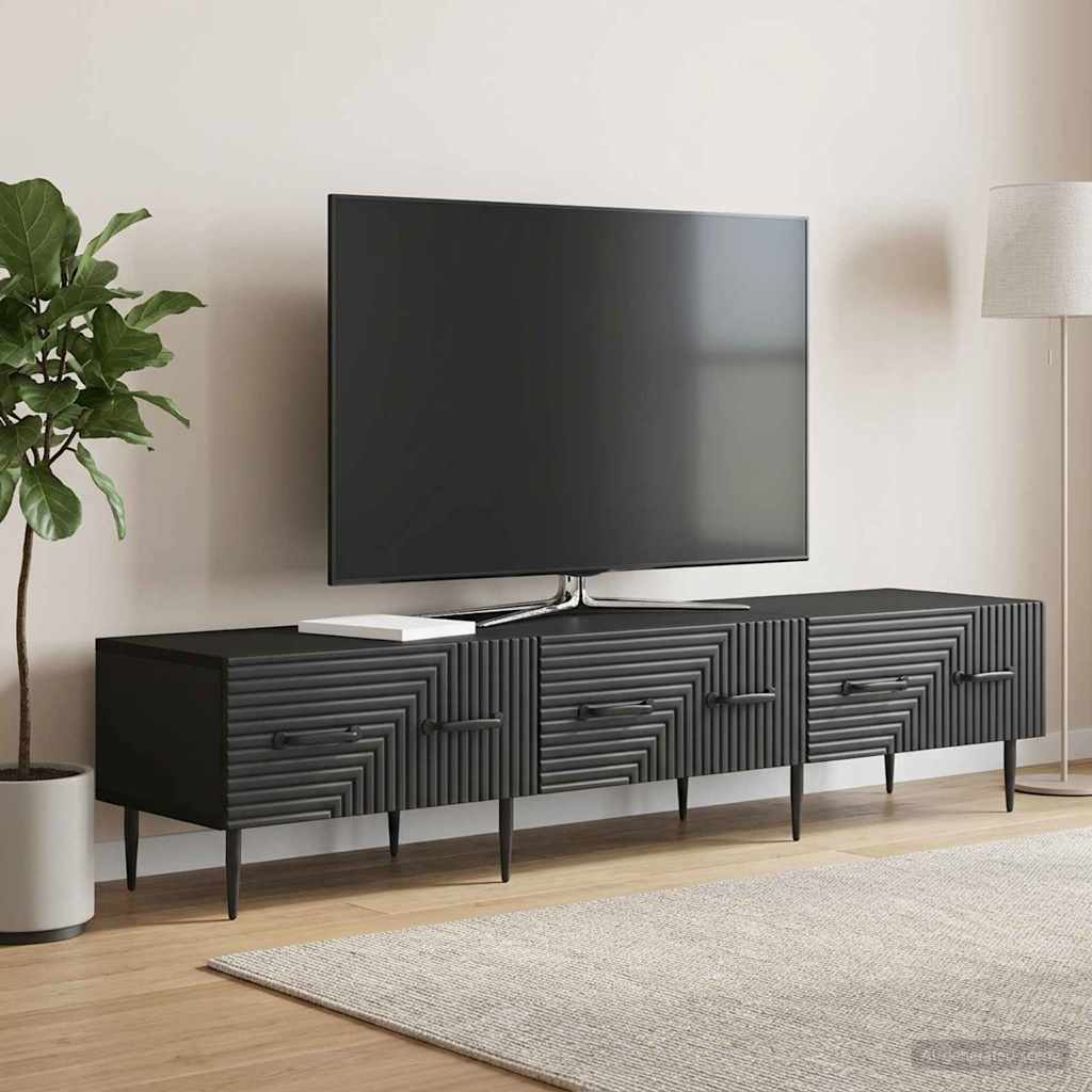 TV-skab med skuffe Sort 147 x 34,5 x 30 cm Konstrueret træ