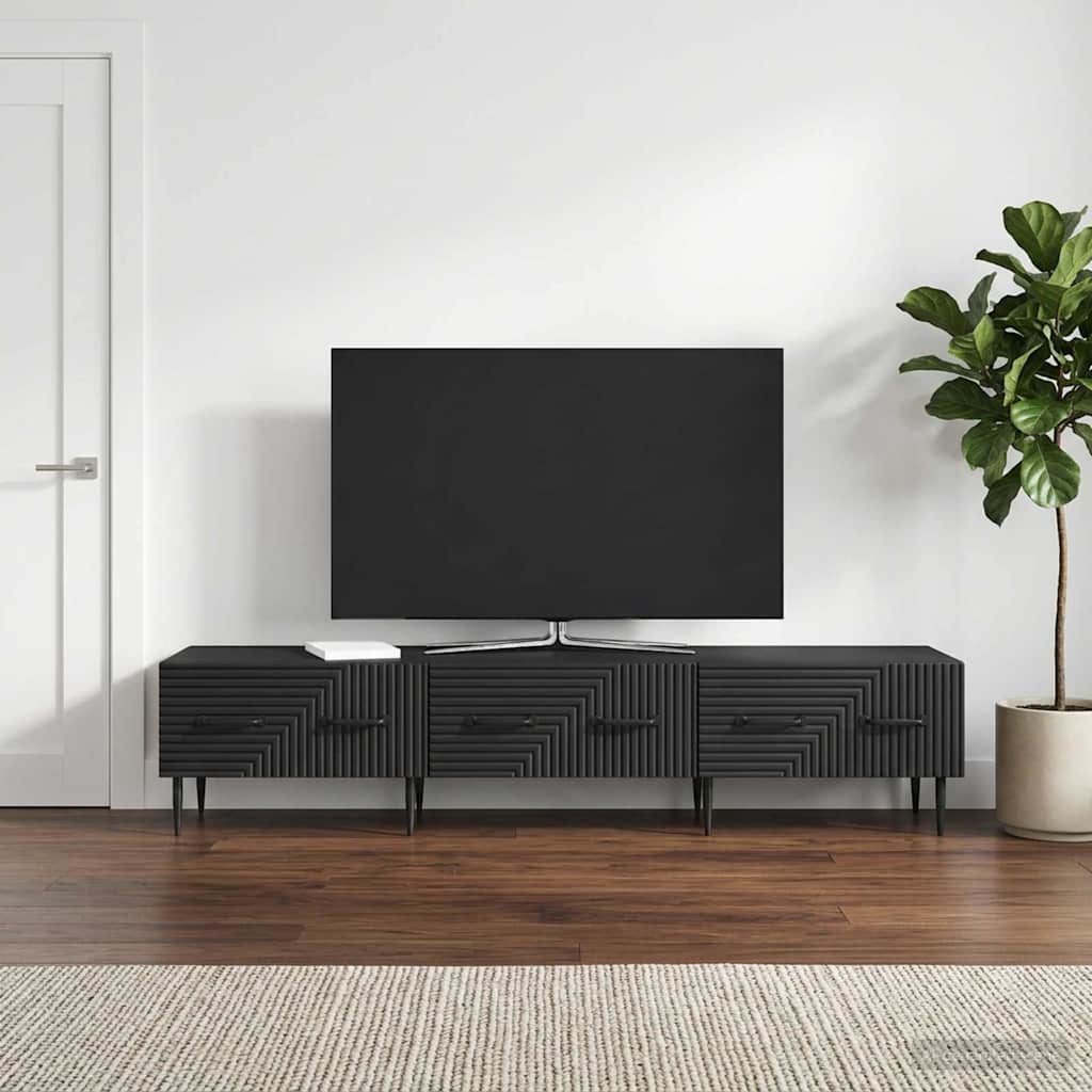 TV-skab med skuffe Sort 147 x 34,5 x 30 cm Konstrueret træ