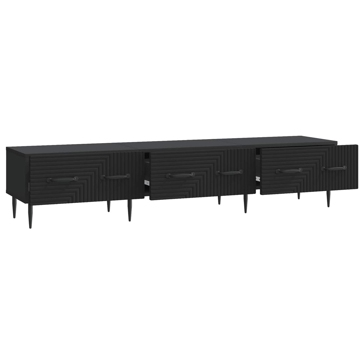 TV-skab med skuffe Sort 147 x 34,5 x 30 cm Konstrueret træ