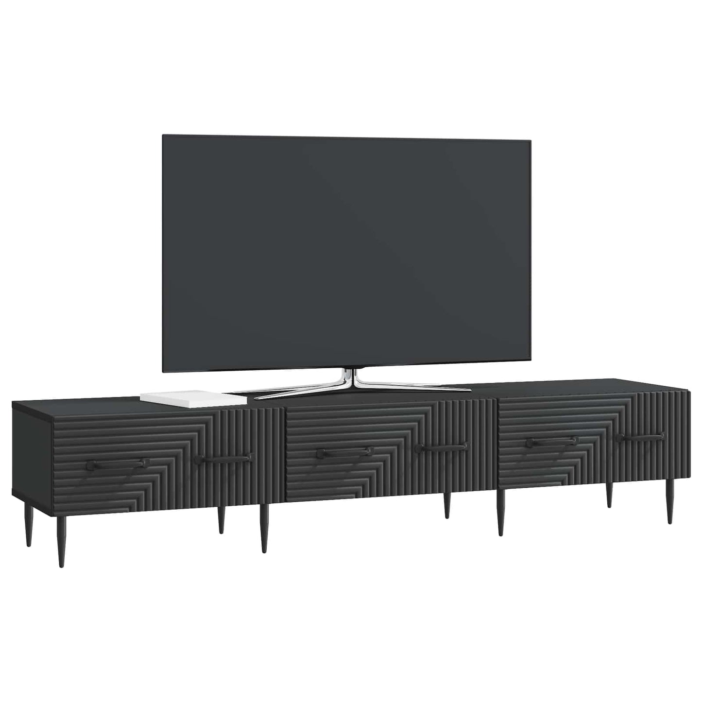 TV-skab med skuffe Sort 147 x 34,5 x 30 cm Konstrueret træ