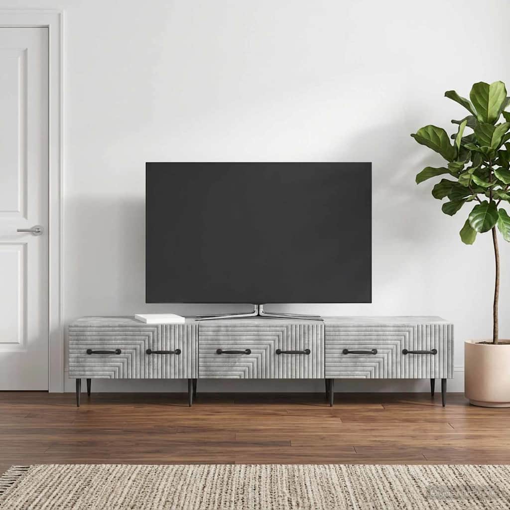 TV-skab med skuffe Betongrå 147 x 34,5 x 30 cm Konstrueret træ
