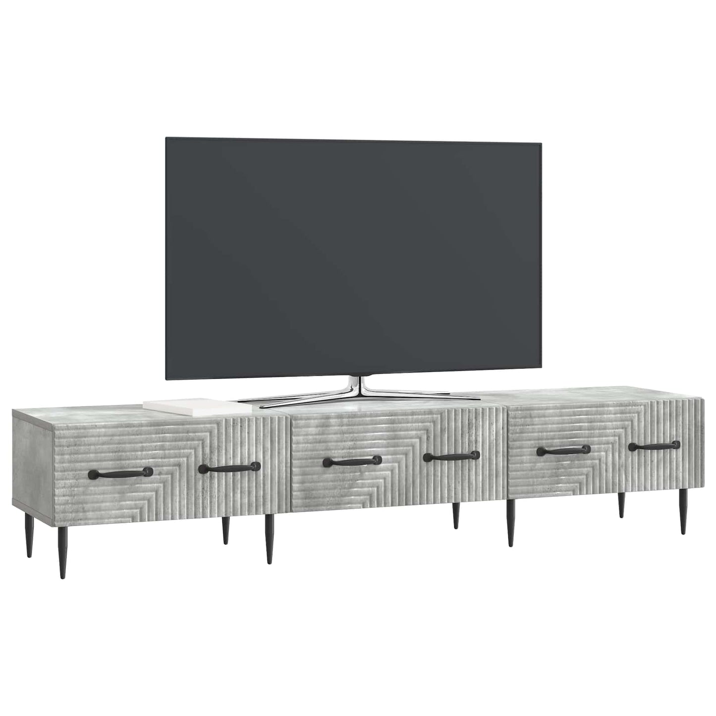 TV-skab med skuffe Betongrå 147 x 34,5 x 30 cm Konstrueret træ