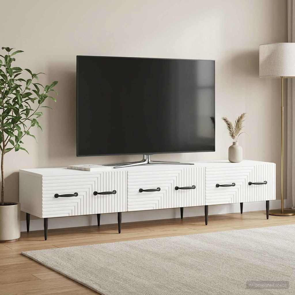 TV-skab Hvid højglans 147 x 34,5 x 30 cm Konstrueret træ