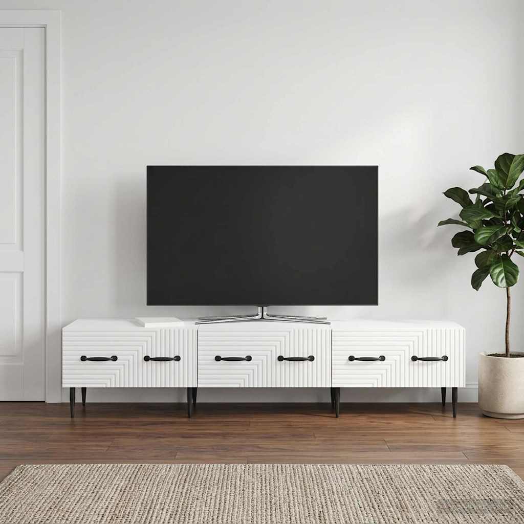 TV-skab Hvid højglans 147 x 34,5 x 30 cm Konstrueret træ
