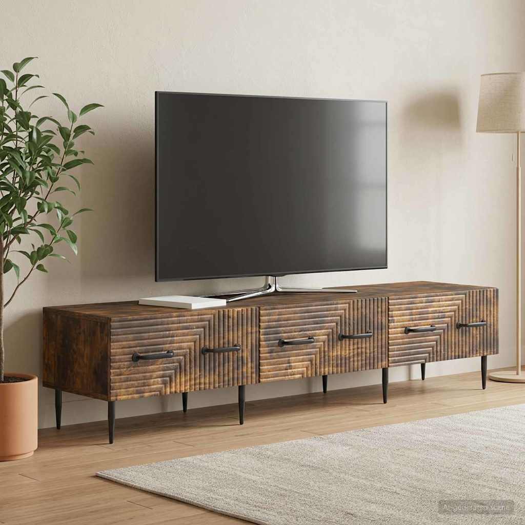 TV-skab med skuffe Røget eg 147 x 34,5 x 30 cm Konstrueret træ