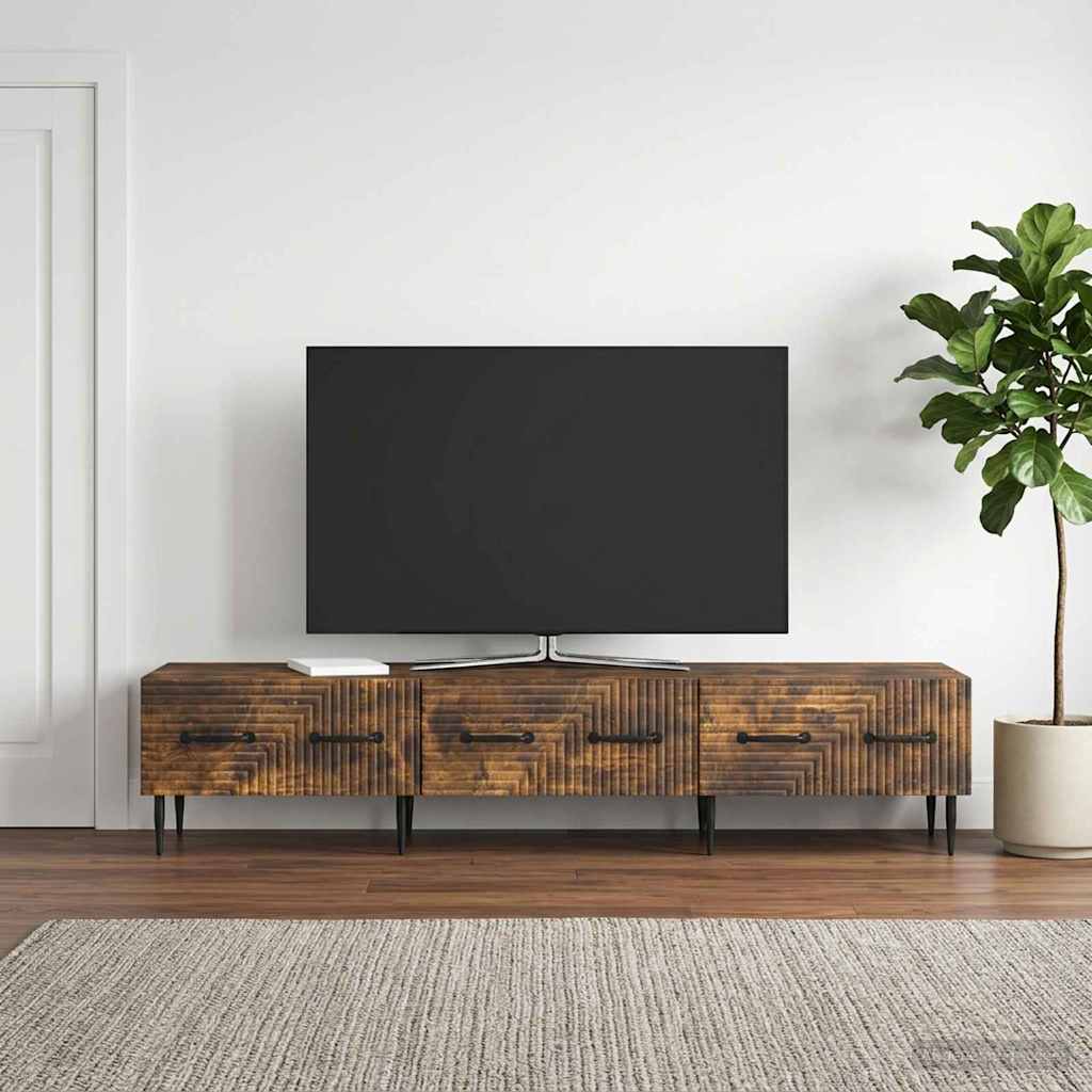 TV-skab med skuffe Røget eg 147 x 34,5 x 30 cm Konstrueret træ