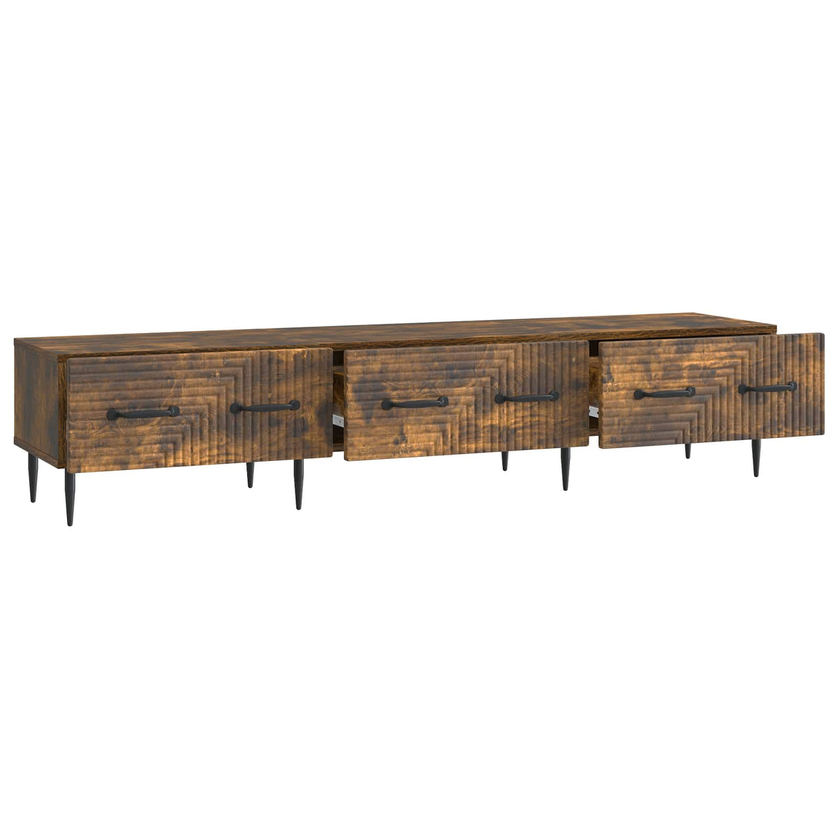 TV-skab med skuffe Røget eg 147 x 34,5 x 30 cm Konstrueret træ
