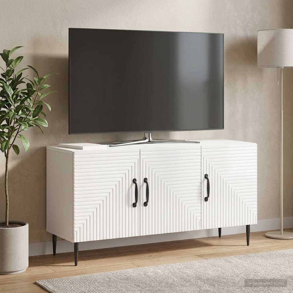 TV-skab Hvid højglans 99 x 34,5 x 50 cm Konstrueret træ