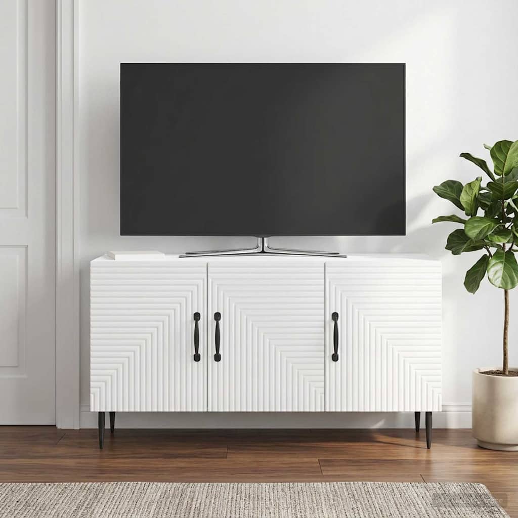 TV-skab Hvid højglans 99 x 34,5 x 50 cm Konstrueret træ
