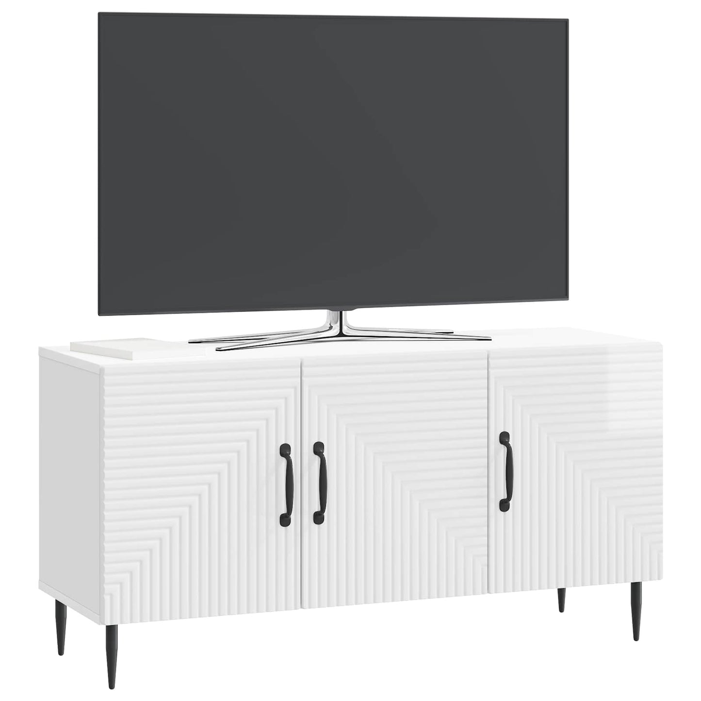 TV-skab Hvid højglans 99 x 34,5 x 50 cm Konstrueret træ
