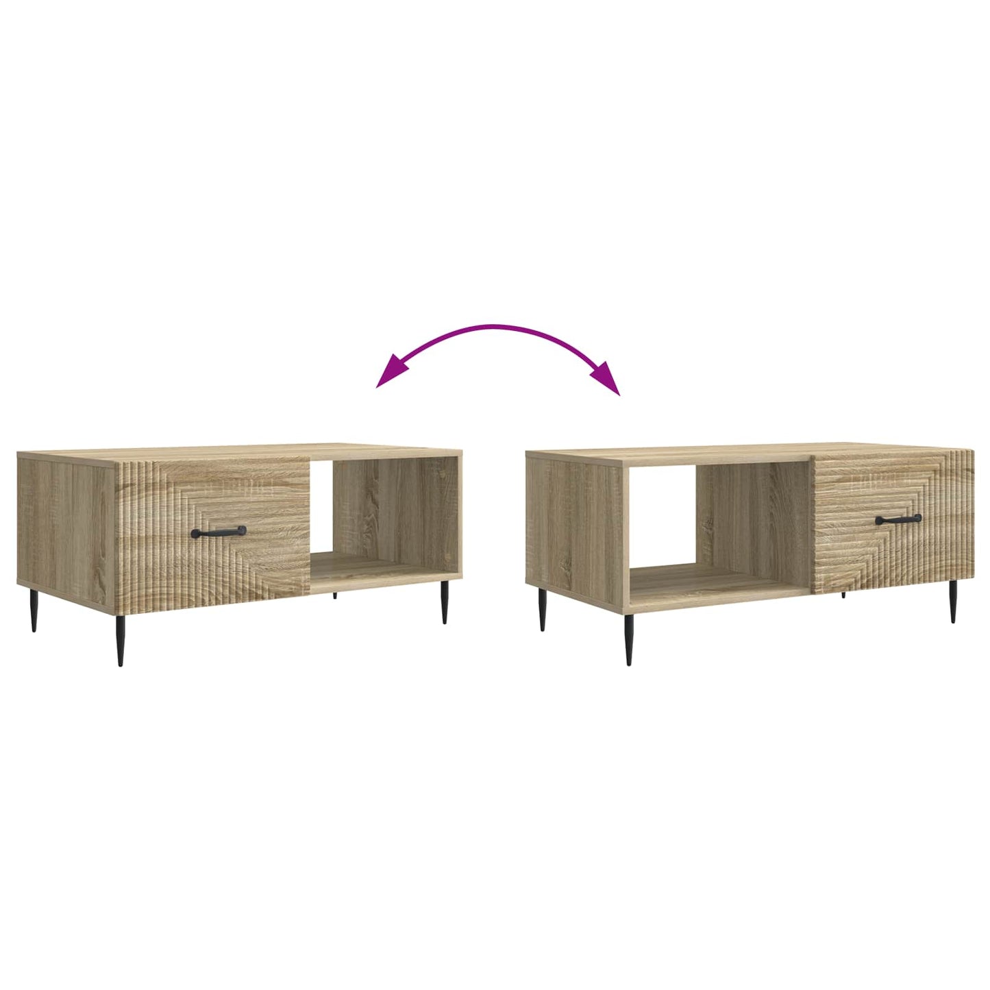 Sofabord Sonoma-eg 90 x 50 x 40 cm Konstrueret træ