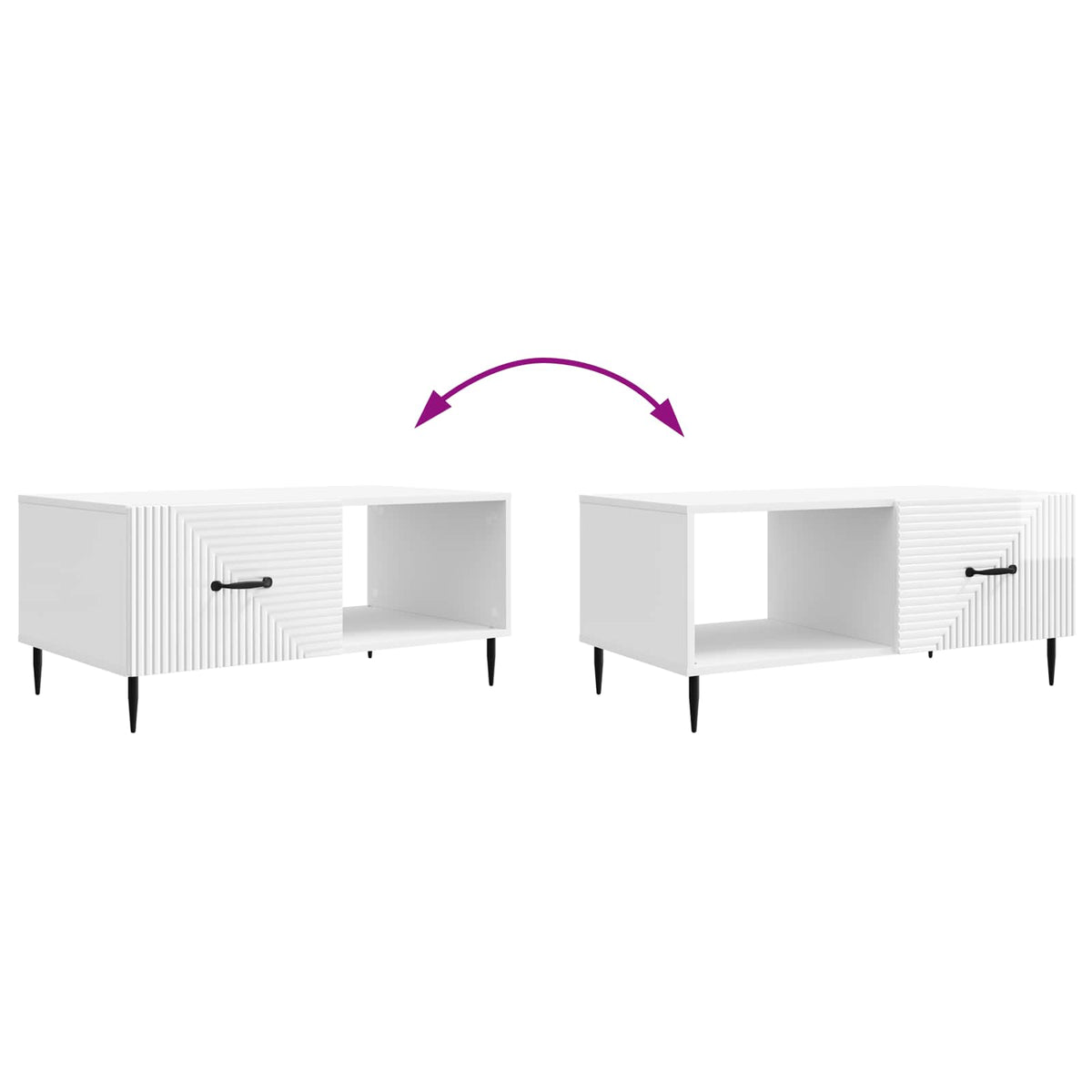 Sofabord Hvid højglans 90 x 50 x 40 cm Konstrueret træ