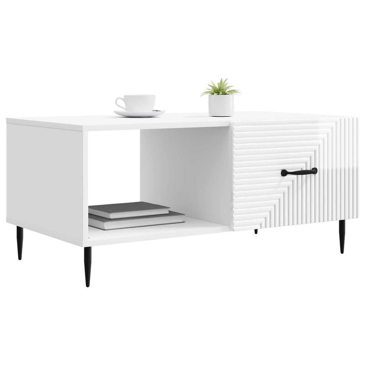 Sofabord Hvid højglans 90 x 50 x 40 cm Konstrueret træ