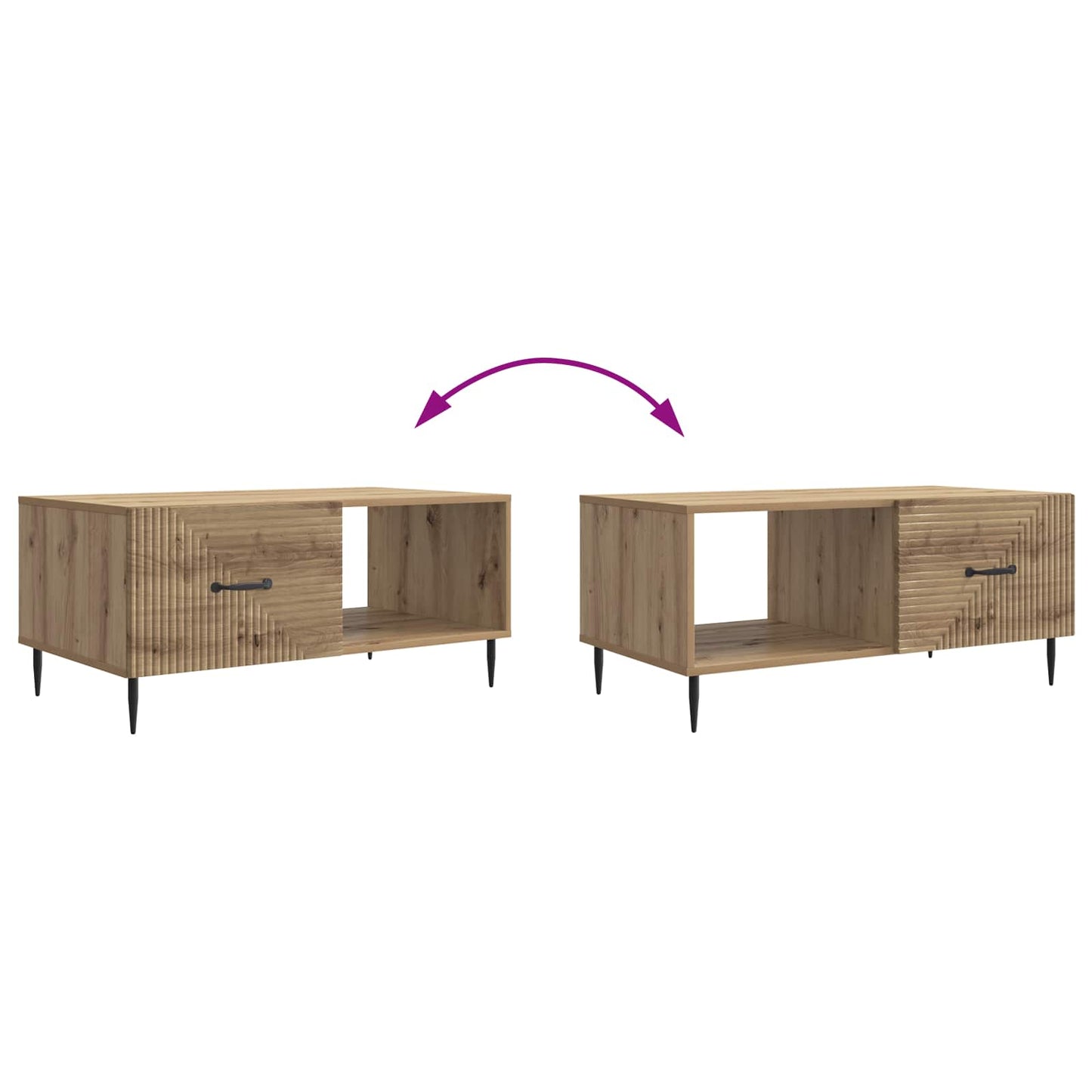 Sofabord Artisan-eg 90 x 50 x 40 cm Konstrueret træ