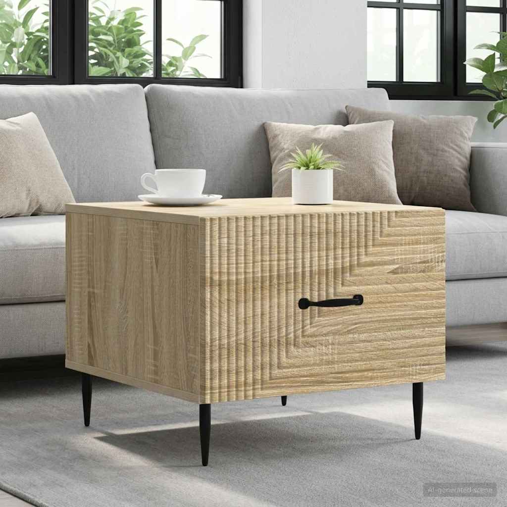 Sofabord med skuffe Sonoma-eg 49 x 50 x 40 cm Konstrueret træ