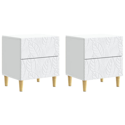 Sengebord 2 stk. Hvid 43 x 34,5 x 48 cm Konstrueret træ