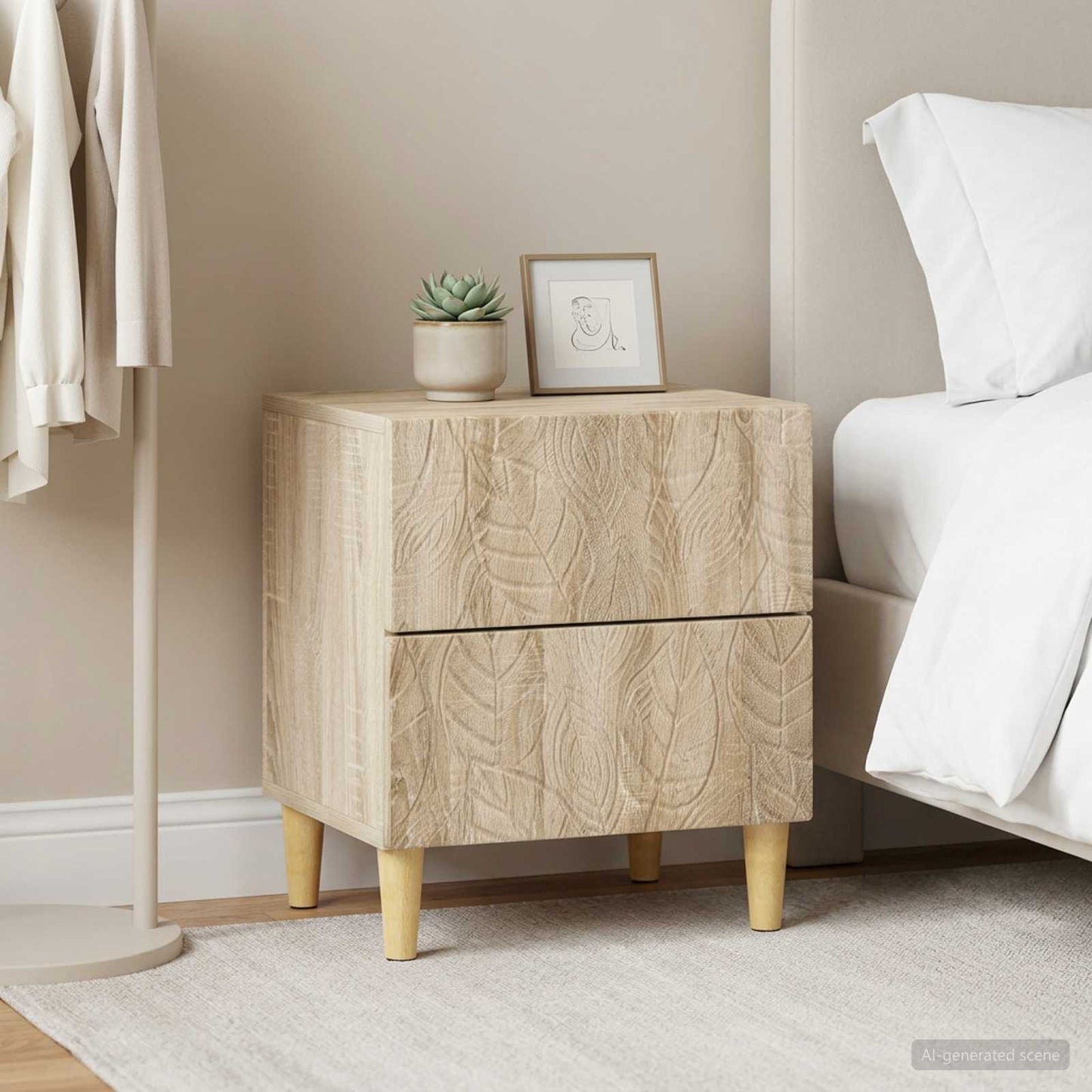 Sengebord 2 stk. Sonoma-eg 43 x 34,5 x 48 cm Konstrueret træ
