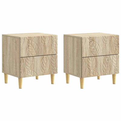 Sengebord 2 stk. Sonoma-eg 43 x 34,5 x 48 cm Konstrueret træ