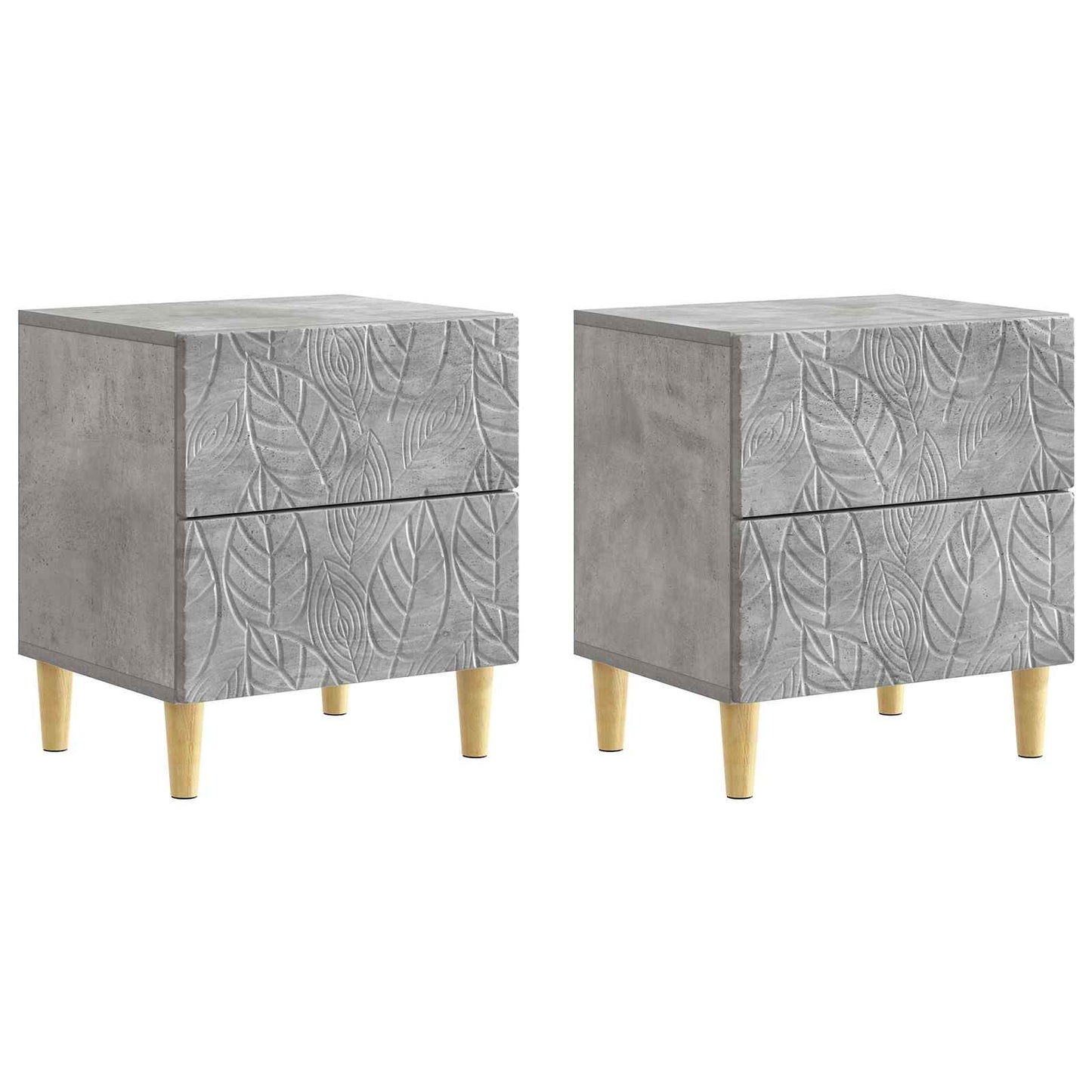 Sengebord 2 stk. Betongrå 43 x 34,5 x 48 cm Konstrueret træ