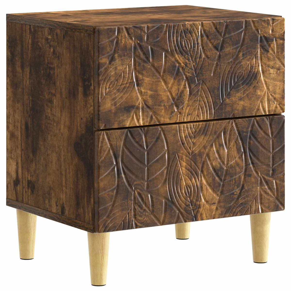 Sengebord 2 stk. Røget eg 43 x 34,5 x 48 cm Konstrueret træ