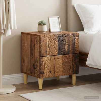 Sengebord 2 stk. Gammelt træ 43 x 34,5 x 48 cm Konstrueret træ