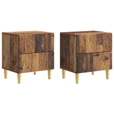 Sengebord 2 stk. Gammelt træ 43 x 34,5 x 48 cm Konstrueret træ