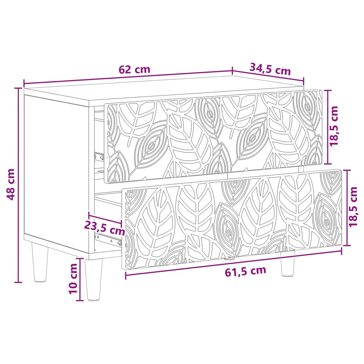 Sengebord Artisan-eg 62 x 34,5 x 48 cm Konstrueret træ