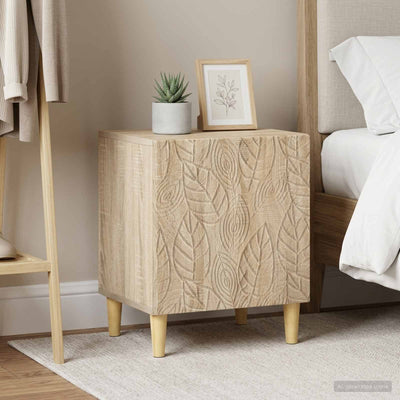 Sengebord 2 stk. Sonoma-eg 43 x 34,5 x 50 cm Konstrueret træ