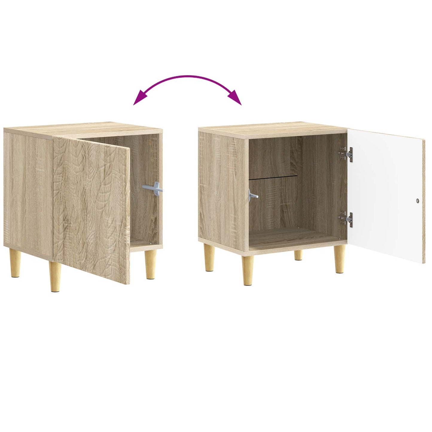 Sengebord 2 stk. Sonoma-eg 43 x 34,5 x 50 cm Konstrueret træ