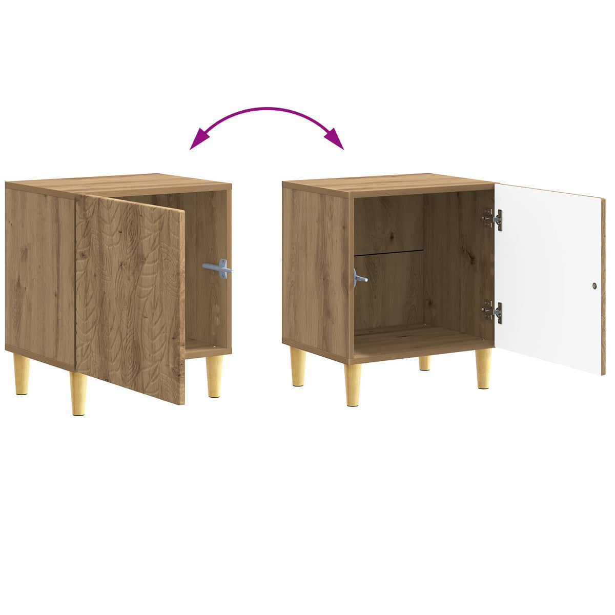 Sengebord 2 stk. Artisan-eg 43 x 34,5 x 50 cm Konstrueret træ