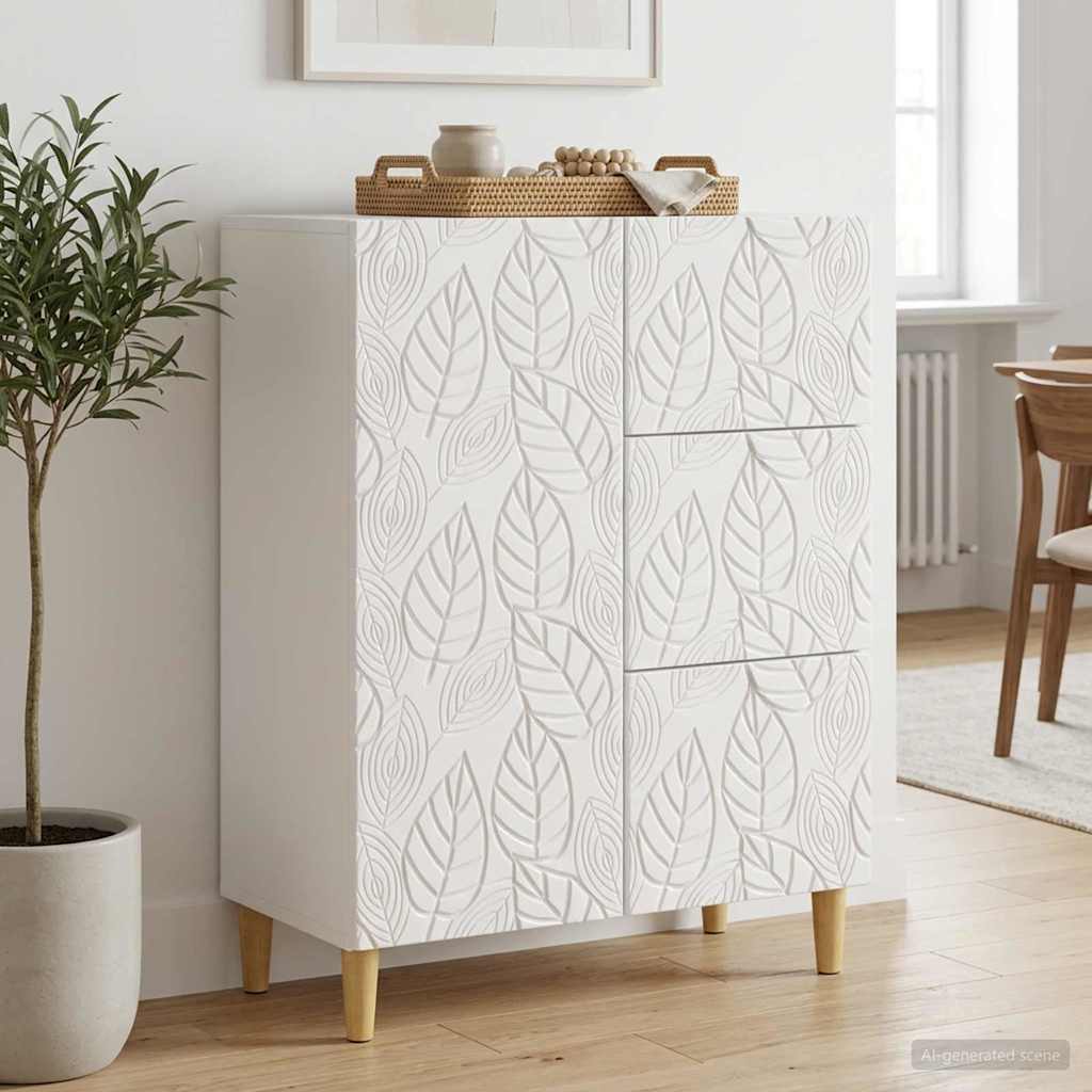 Sideboard Hvid højglans 66 x 34,5 x 90 cm Konstrueret træ