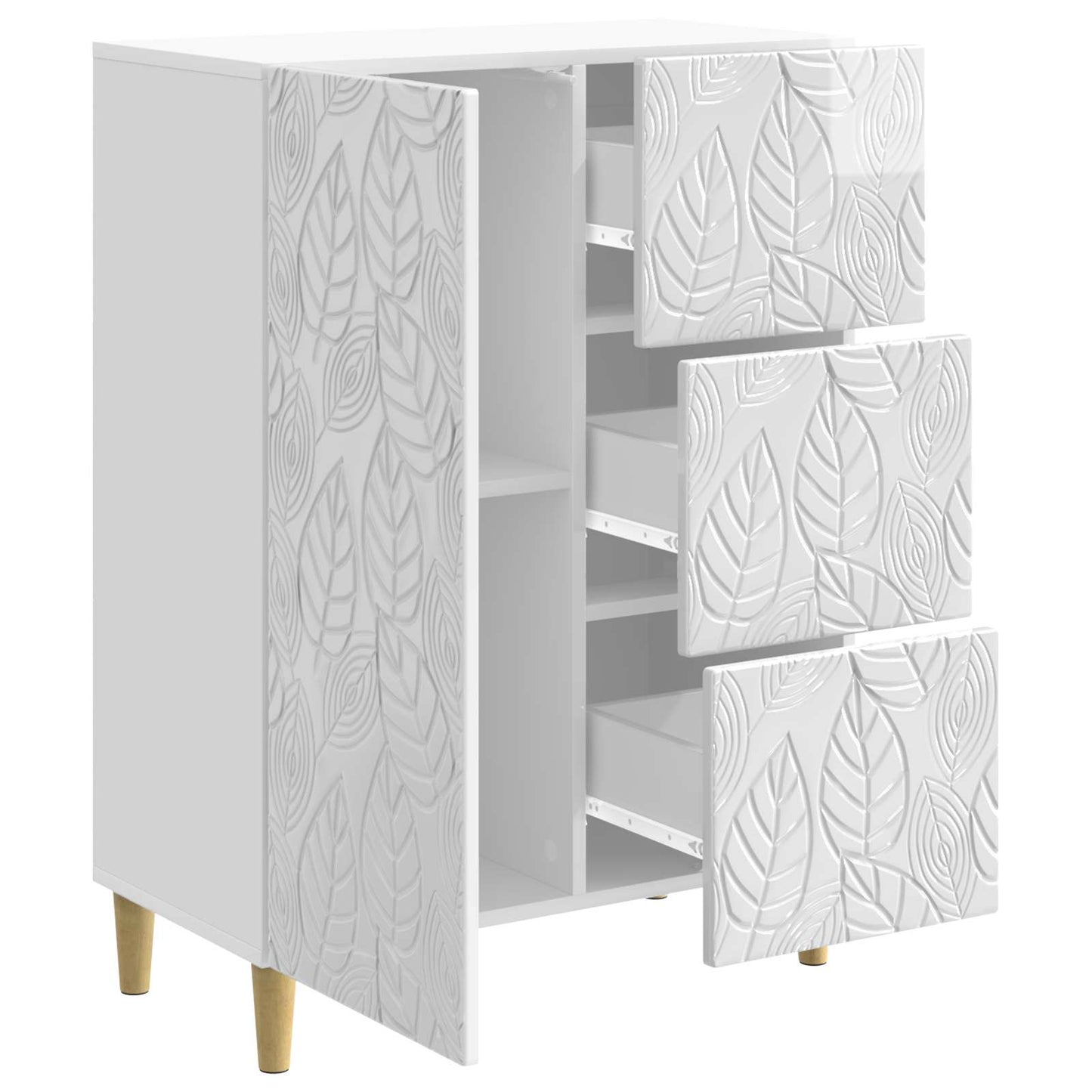 Sideboard Hvid højglans 66 x 34,5 x 90 cm Konstrueret træ