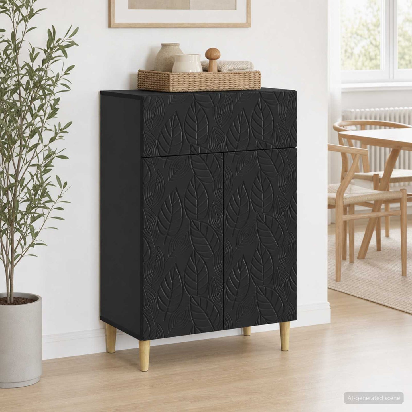 Sideboard Sort 66 x 34,5 x 90 cm Konstrueret træ