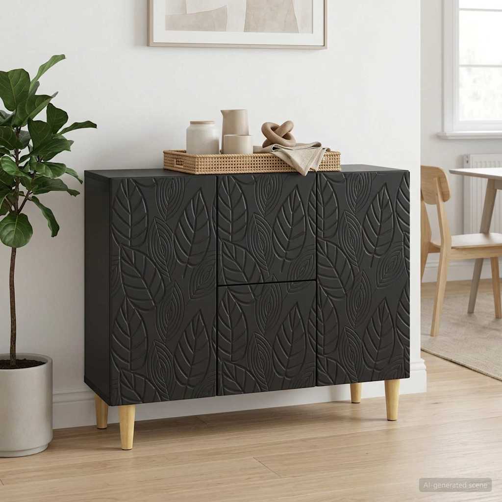 Sideboard Sort 89 x 34,5 x 60 cm Konstrueret træ