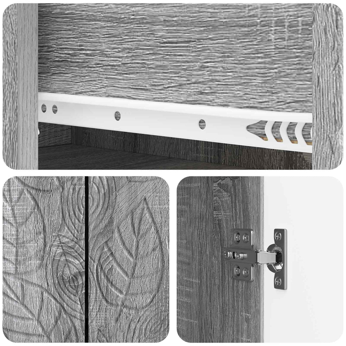 Sideboard Grå Sonoma 89 x 34,5 x 60 cm Konstrueret træ