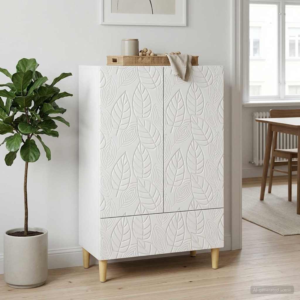 Sideboard Hvid højglans 66 x 34,5 x 95 cm Konstrueret træ
