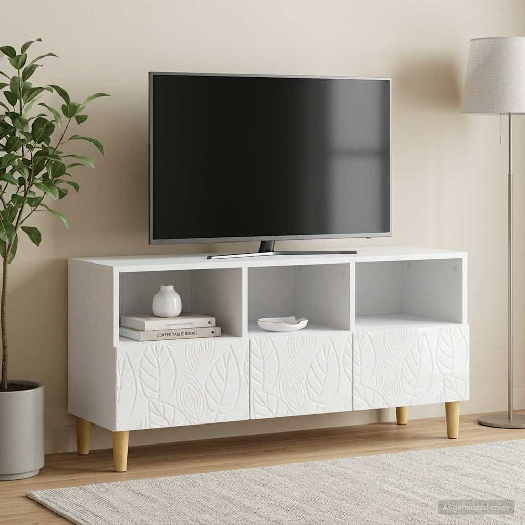 TV-skab 102 x 34,5 x 50 cm Hvid højglans Konstrueret træ