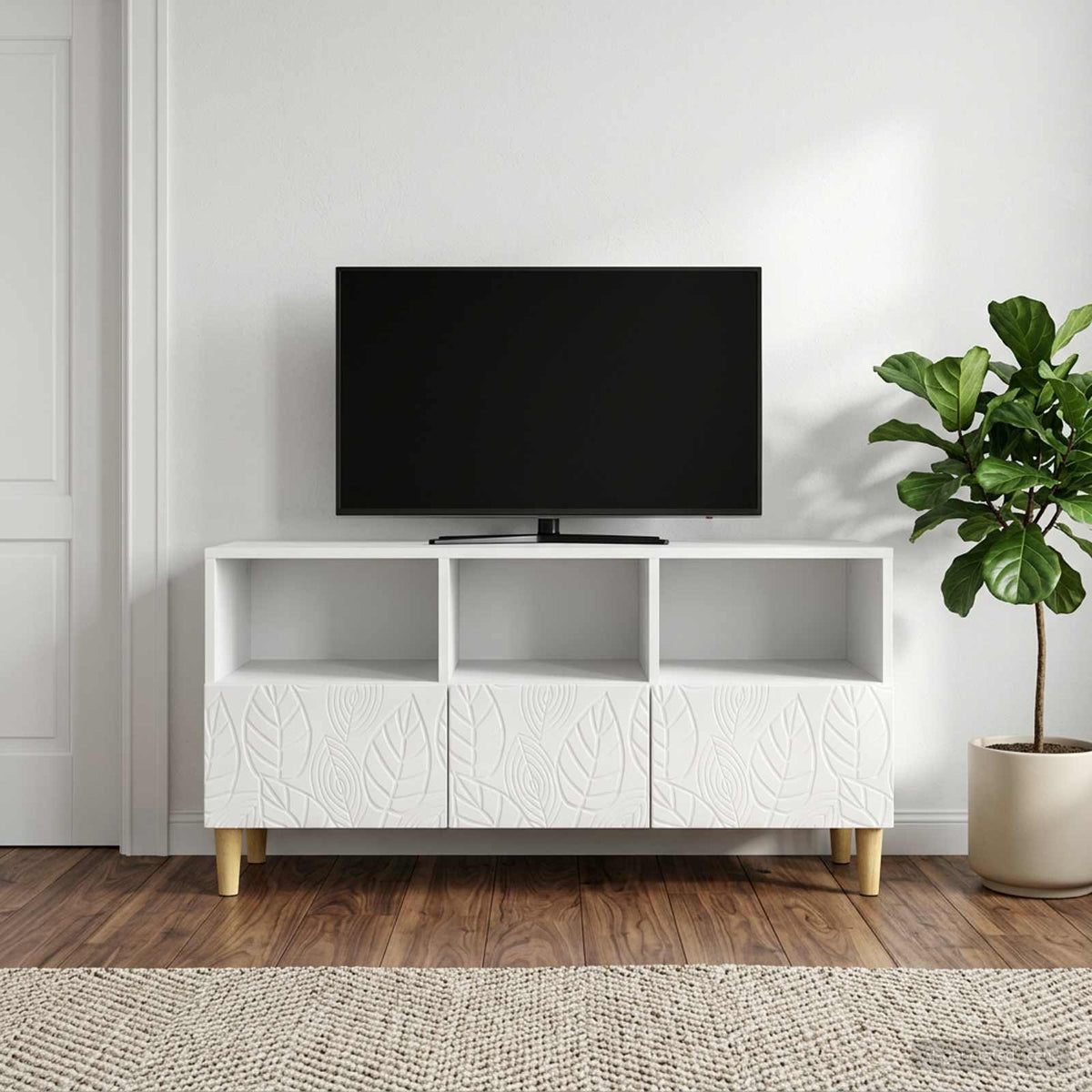 TV-skab 102 x 34,5 x 50 cm Hvid højglans Konstrueret træ