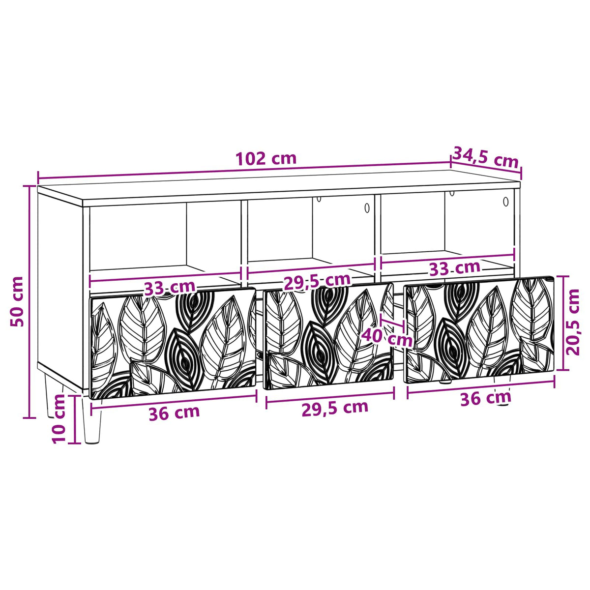 TV-skab 102 x 34,5 x 50 cm Hvid højglans Konstrueret træ