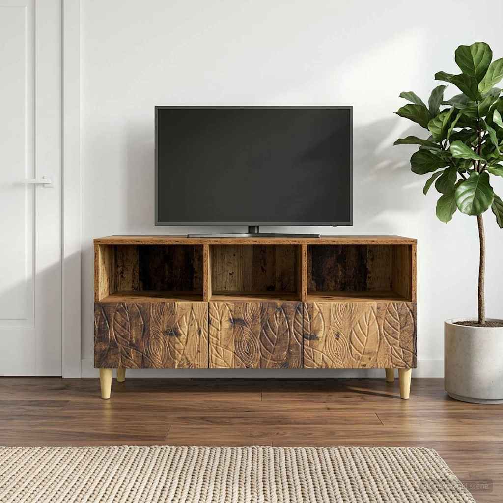 TV-skab 102 x 34,5 x 50 cm Gammelt træ Konstrueret træ