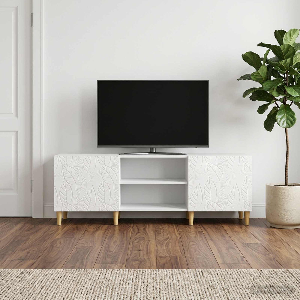 TV-skab 150 x 31 x 50 cm Hvid højglans Konstrueret træ