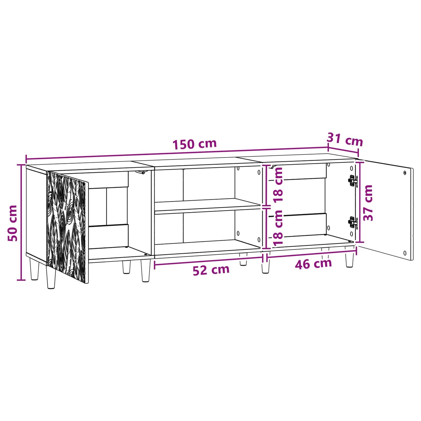 TV-skab 150 x 31 x 50 cm Grå Sonoma Konstrueret træ