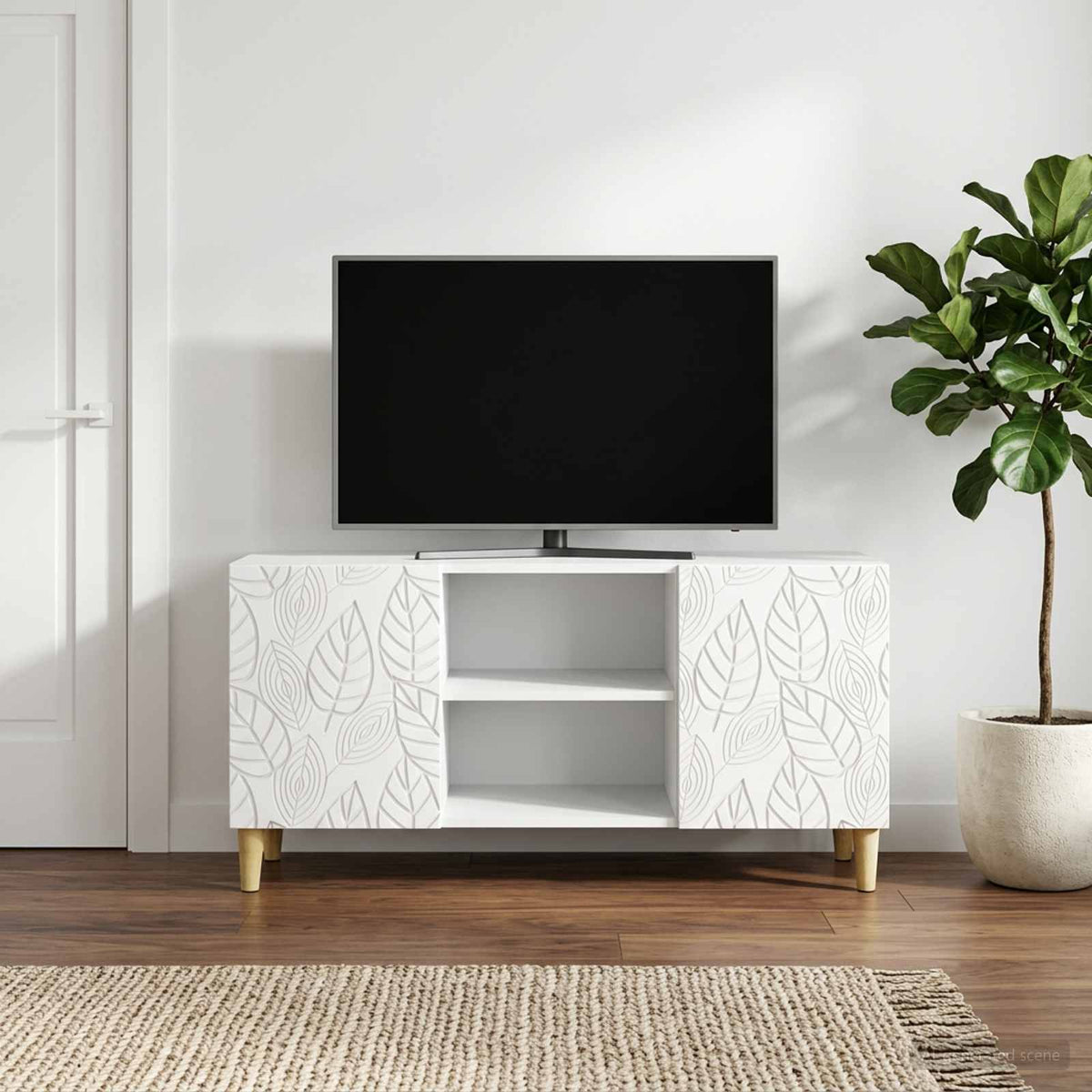 TV-skab 102 x 34,5 x 50 cm Hvid Konstrueret træ