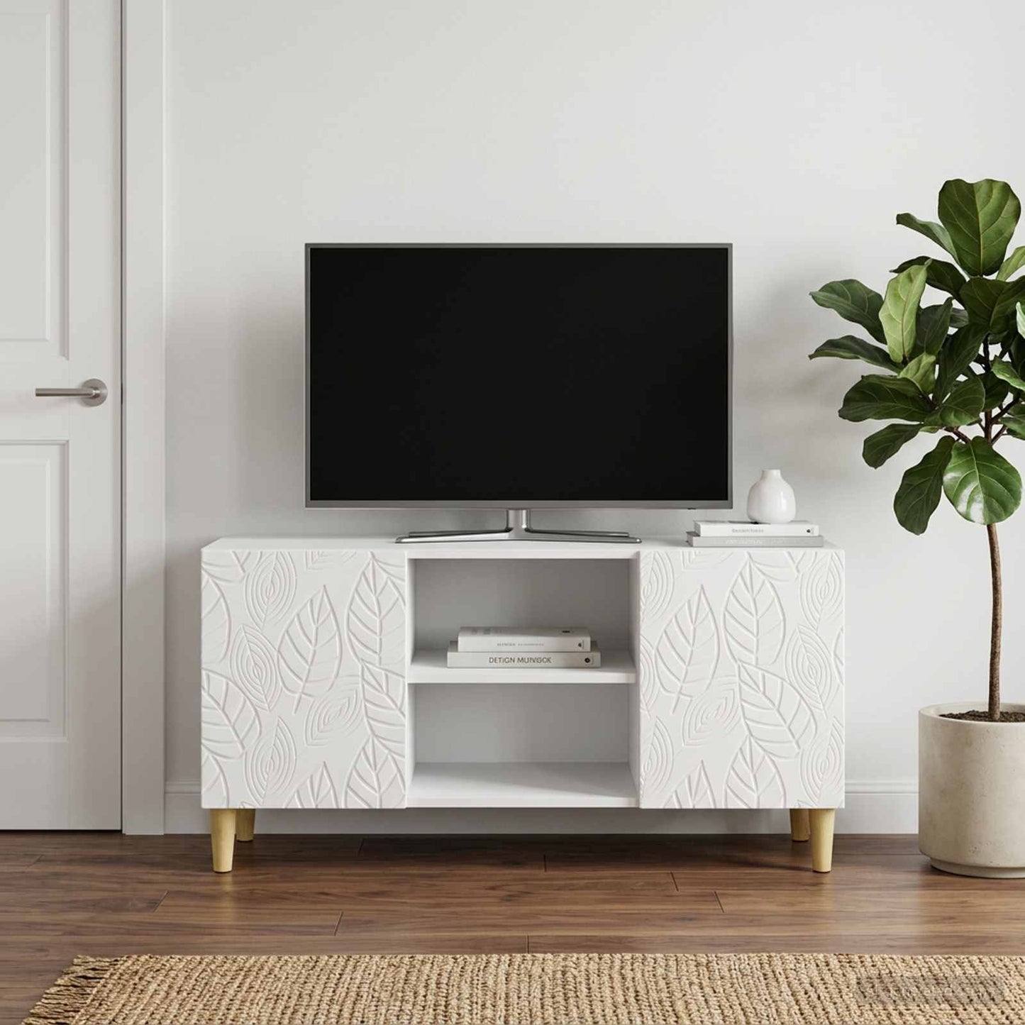 TV-skab 102 x 34,5 x 50 cm Hvid højglans Konstrueret træ