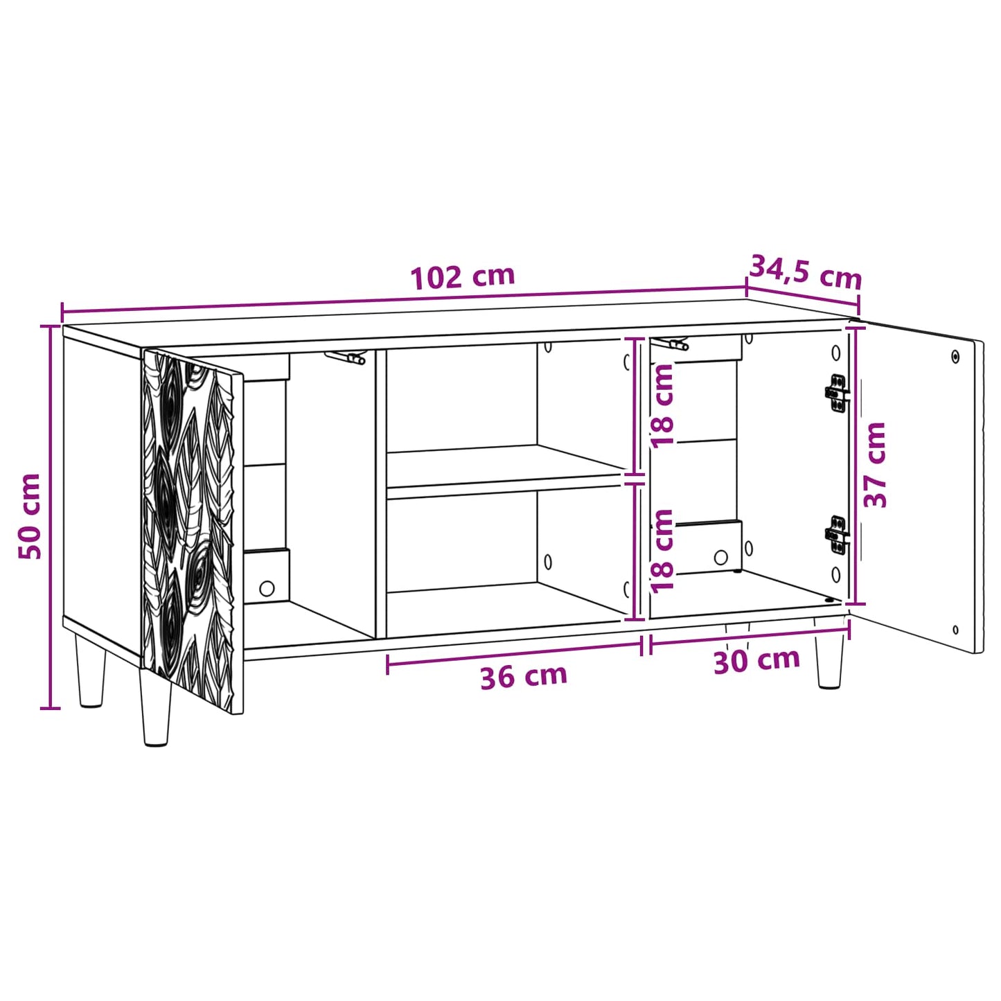 TV-skab 102 x 34,5 x 50 cm Grå Sonoma Konstrueret træ